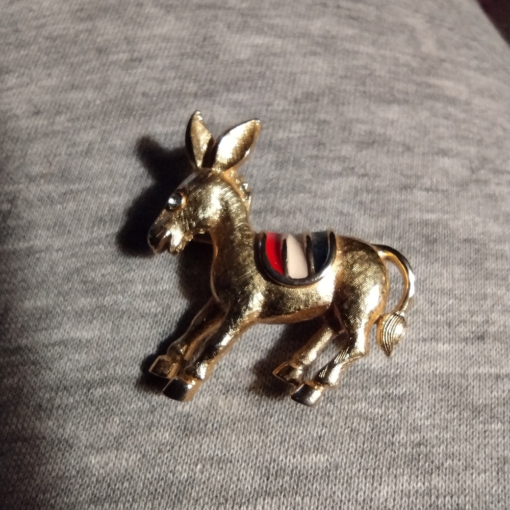 Trifari Goldstone donkey pin